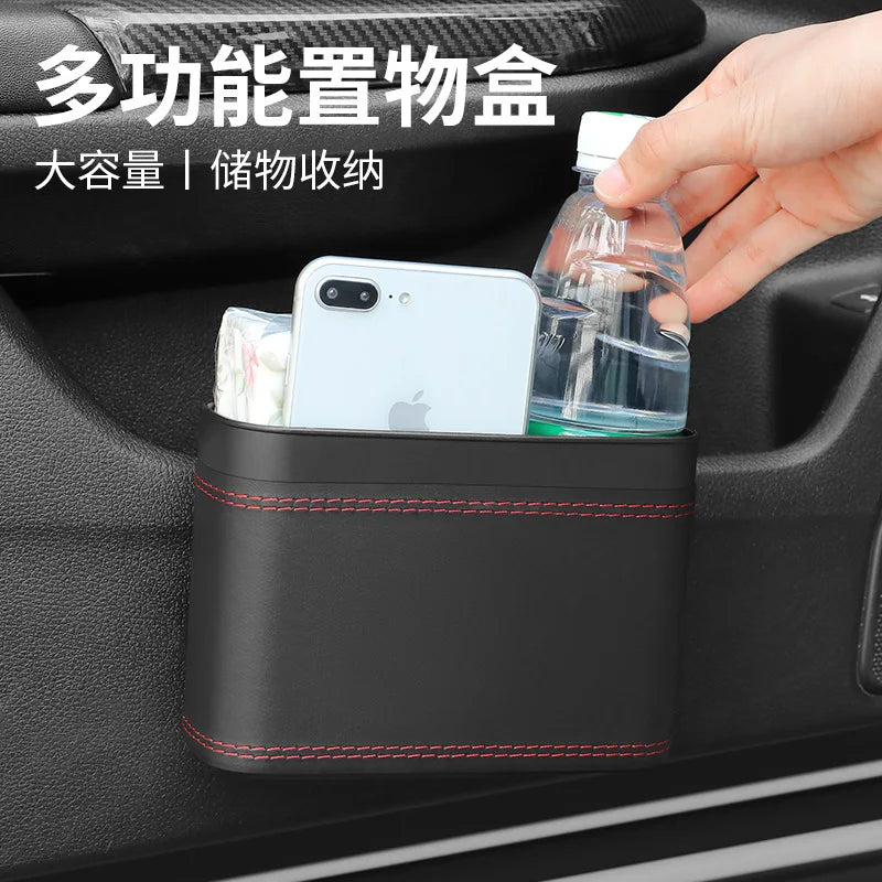 Leather Hanging Car Trash Bin