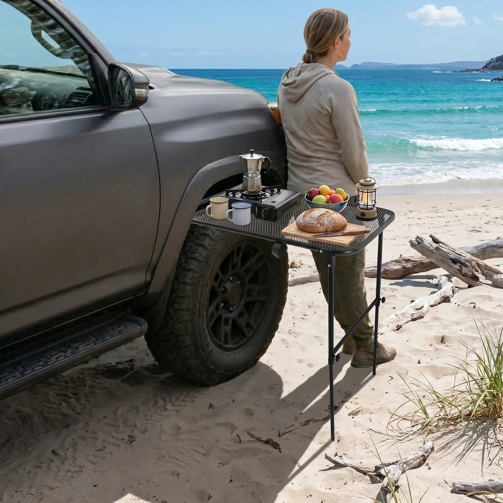 Tire-Mounted Folding Camping Table