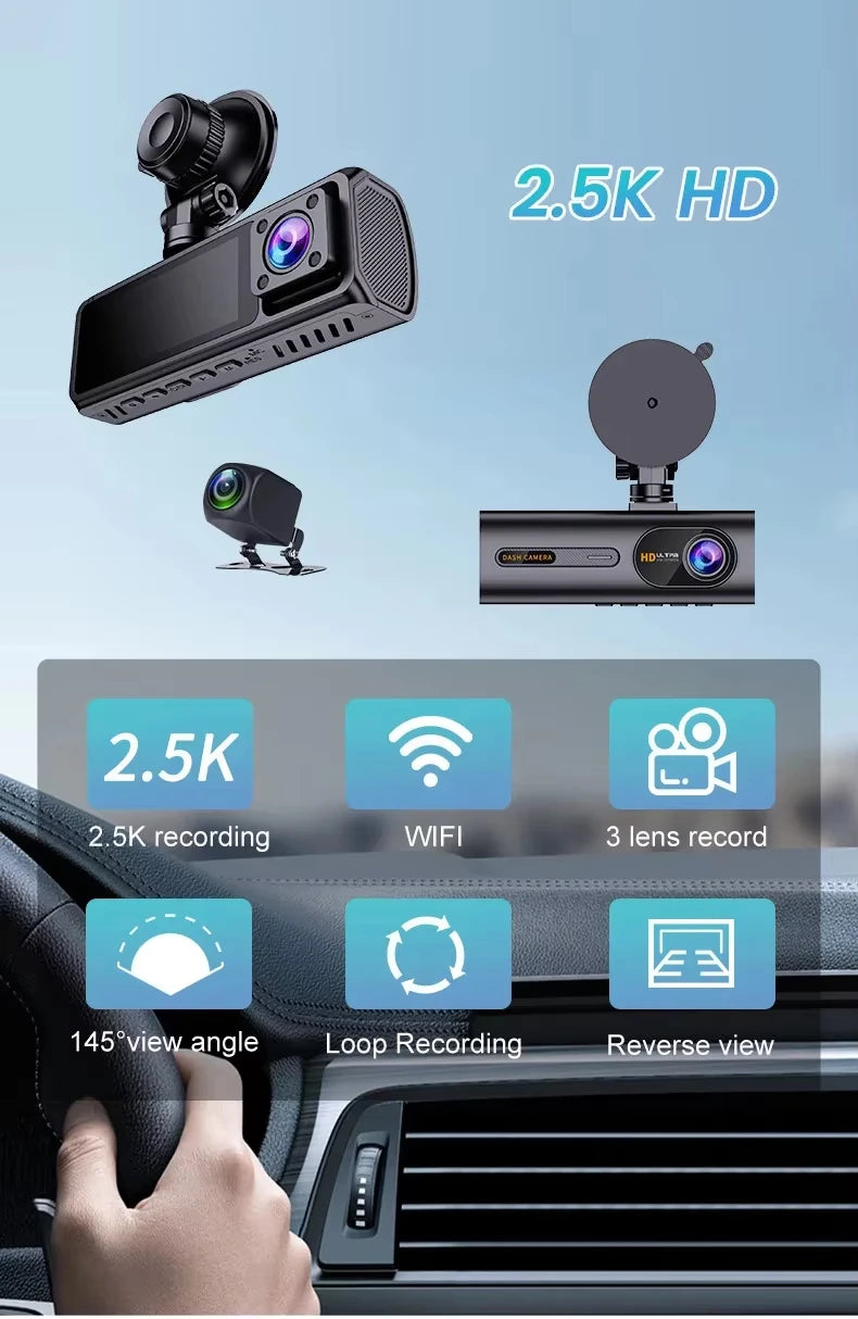 3-Channel WiFi Dash Cam