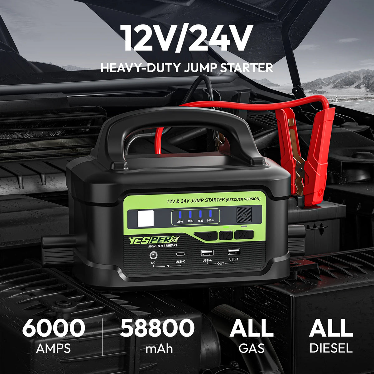 6000A Heavy-Duty Jump Starter