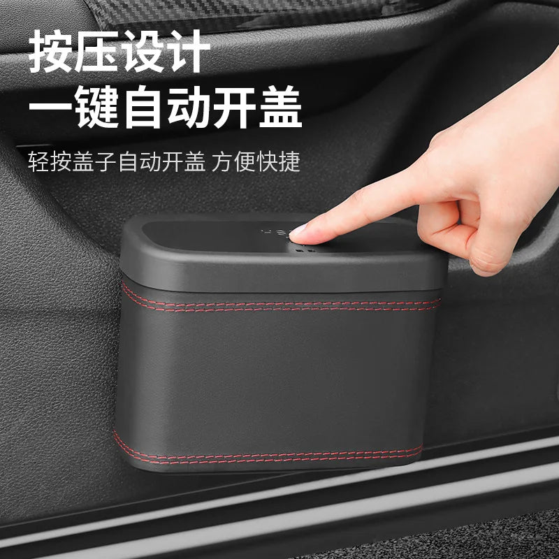 Leather Hanging Car Trash Bin