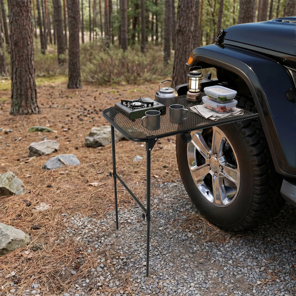 Tire-Mounted Folding Camping Table