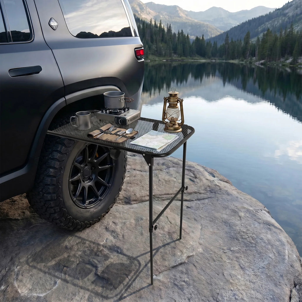 Tire-Mounted Folding Camping Table