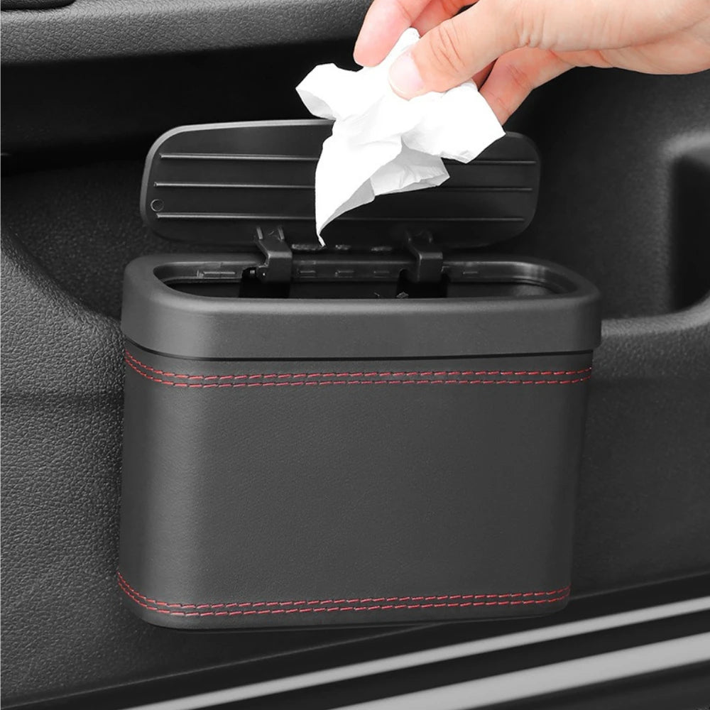 Leather Hanging Car Trash Bin