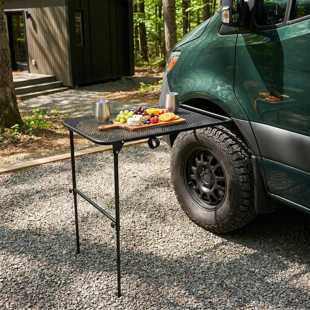 Tire-Mounted Folding Camping Table