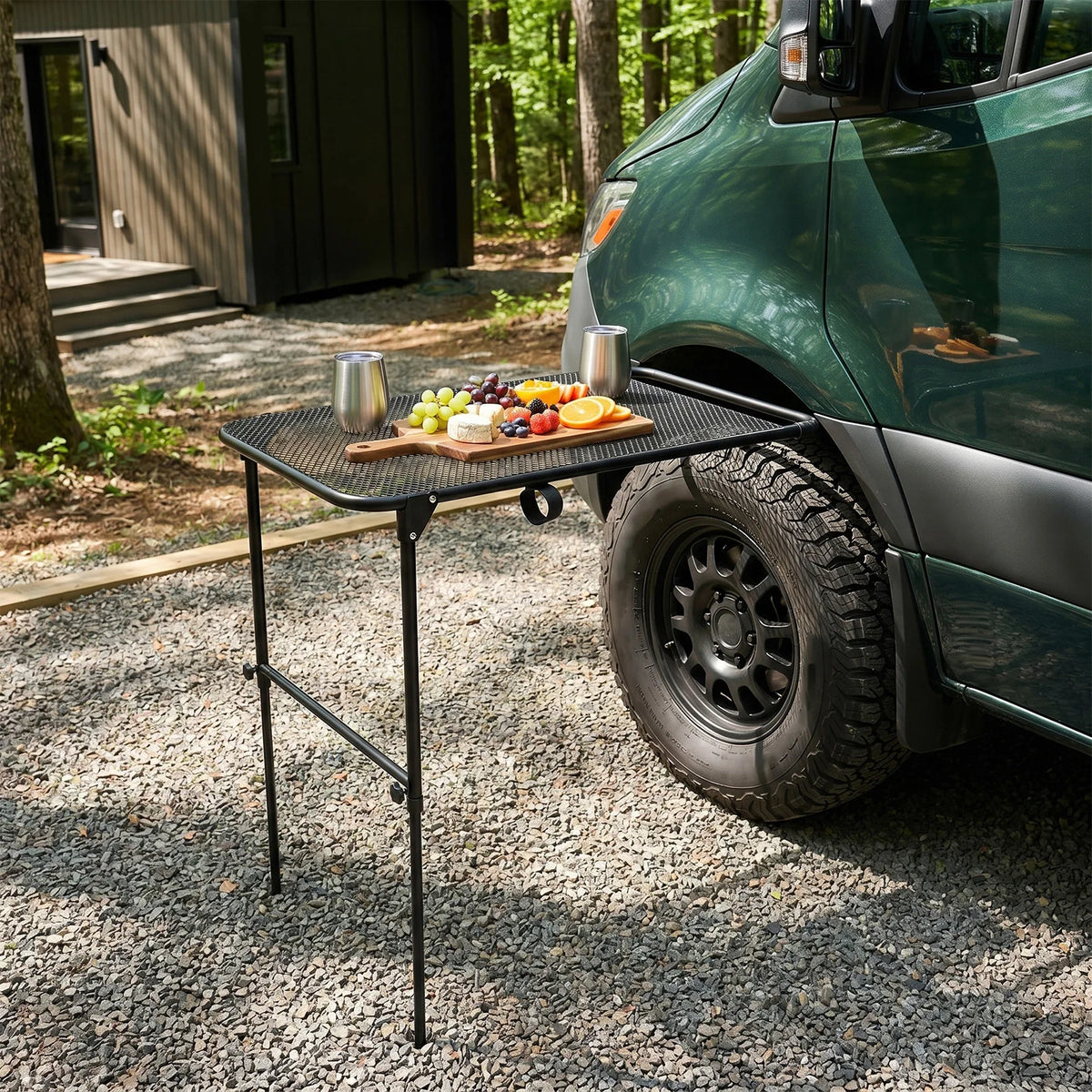 Tire-Mounted Folding Camping Table