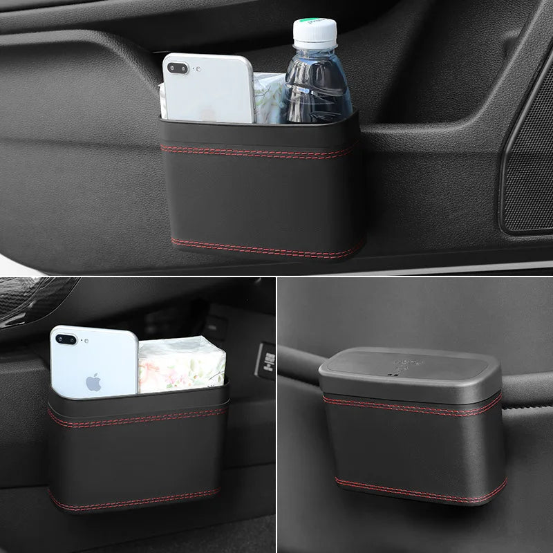 Leather Hanging Car Trash Bin
